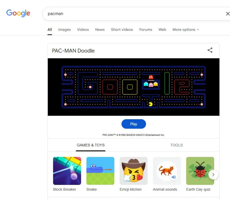 گوگل Pac-Man بازی