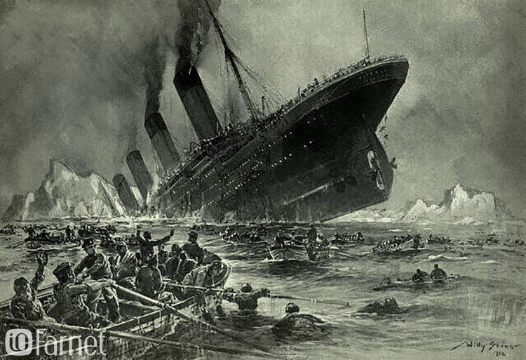 عکس کشتی تایتانیک در حال غرق شدن