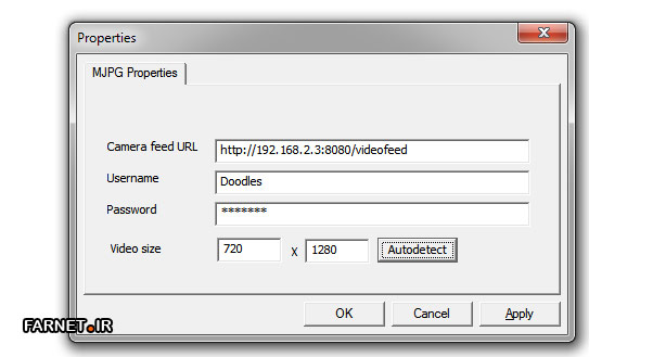 برنامه IP Webcam در ویندوز