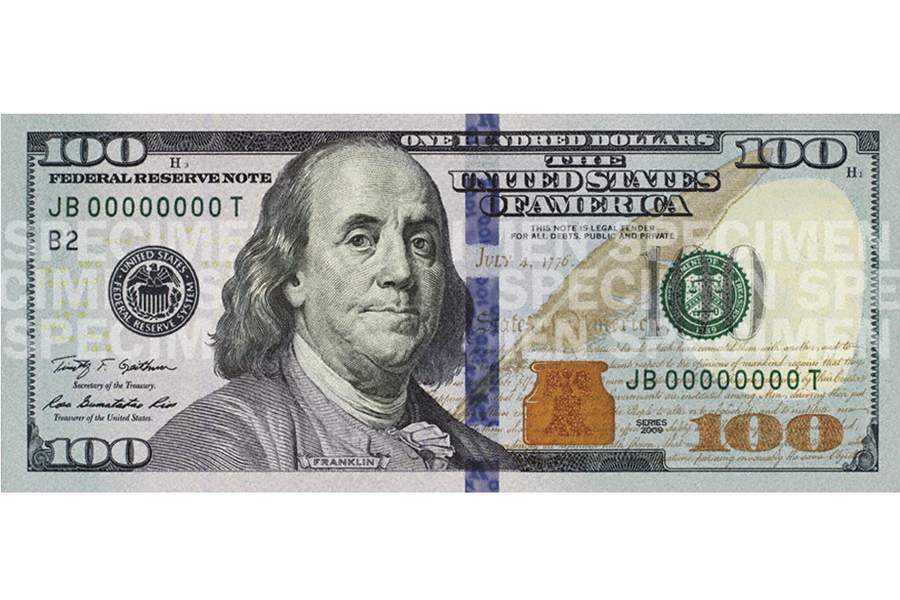 اسکناس یکصد دلاری جدید آمریکا