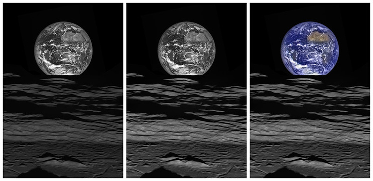 عکس کره زمین در حال طلوع در کره ماه
