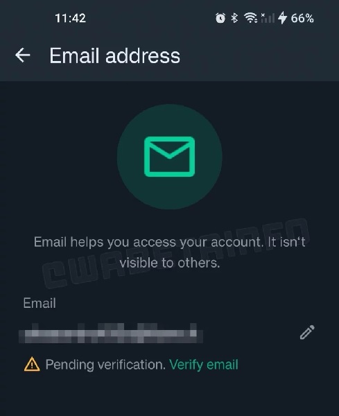 واتساپ تایید هویت با ایمیل