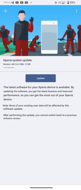 آپدیت اندروید 15 گوشی Xperia10 V