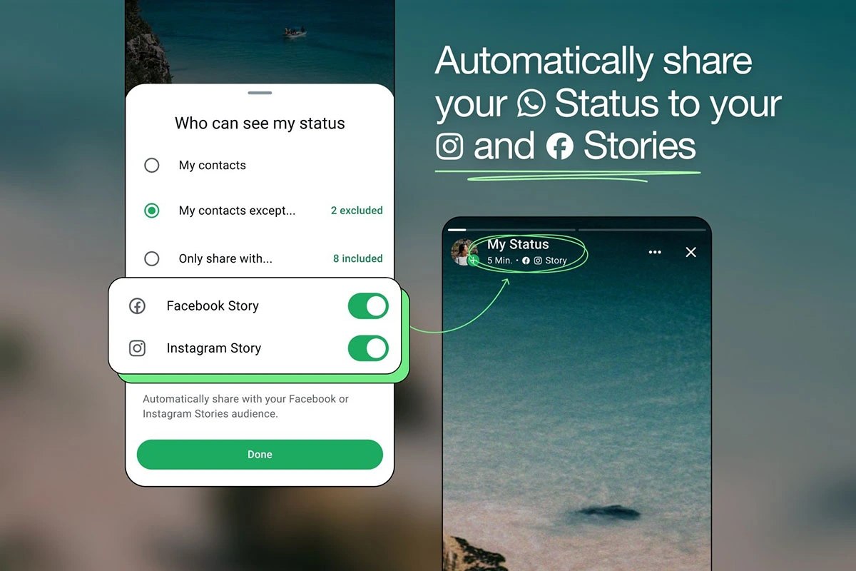 امکان انتشار خودکار وضعیت (Status) واتساپ در استوری اینستاگرام به‌زودی از راه می‌رسد