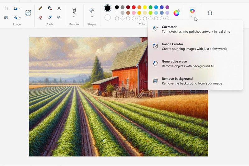دکمه Copilot در برنامه Paint ویندوز