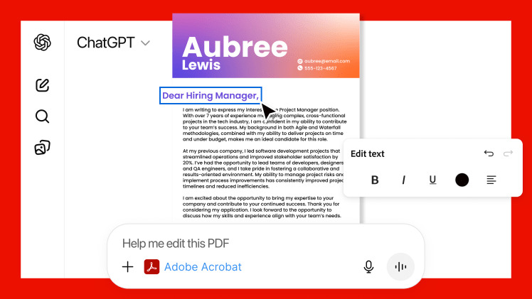 ادیت PDF با ادوبی آکروبات در ChatGPT