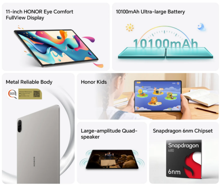 تبلت آنر پد X8b با نمایشگر ۹۰ هرتزی و باتری 10100mAh معرفی شد