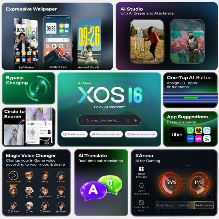 رابط کاربری XOS 16 اینفینیکس بر پایه اندروید 16 با ابزارهای هوش مصنوعی معرفی شد