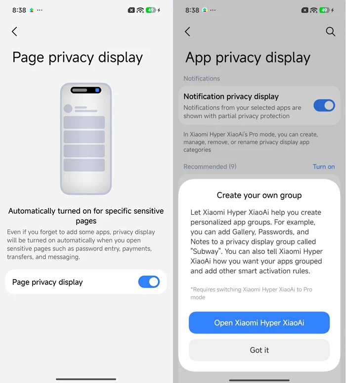 قابلیت Smart Privacy Display شیائومی