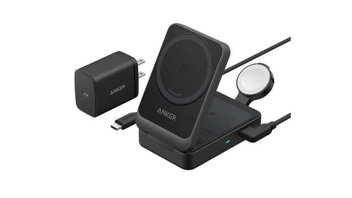 شارژر بی‌سیم انکر مدل MagGo Foldable 3-in-1 B2557
